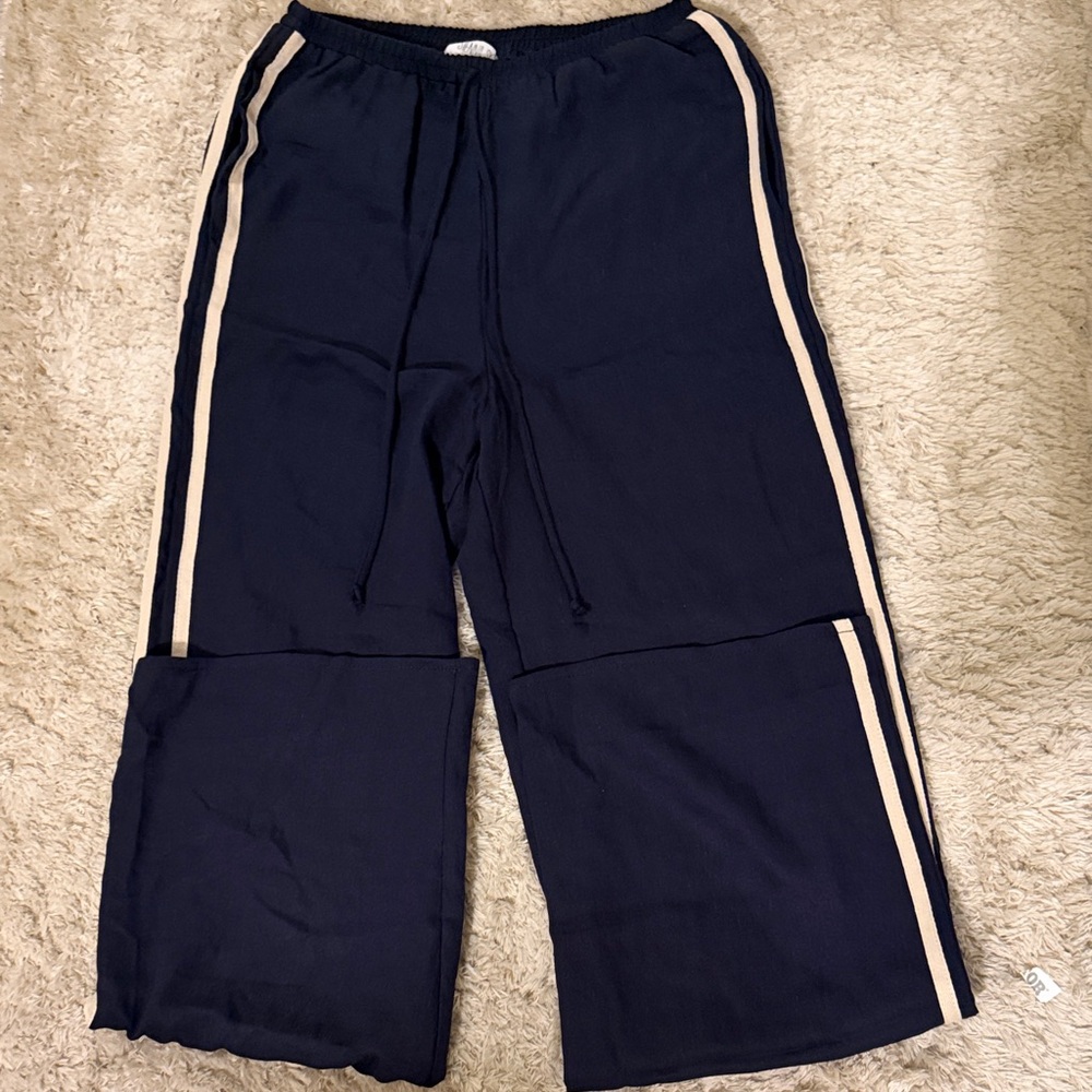 Sienna Sky Navy Sweatpants with Cream Side Stripes